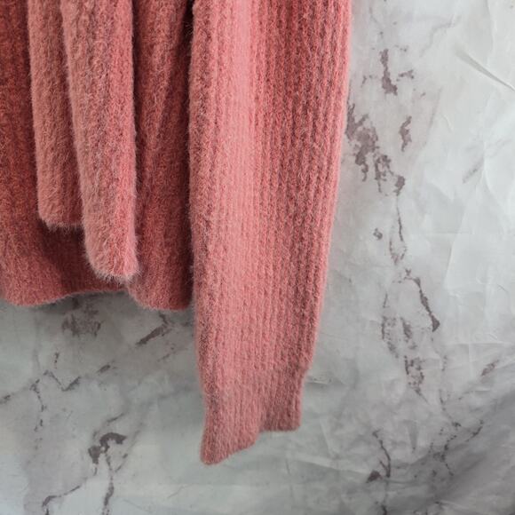 Anthropologie Cardigan Womens Medium Pink Sweater Sleeping Wool Fuzzy Eyelash - Picture 5 of 13